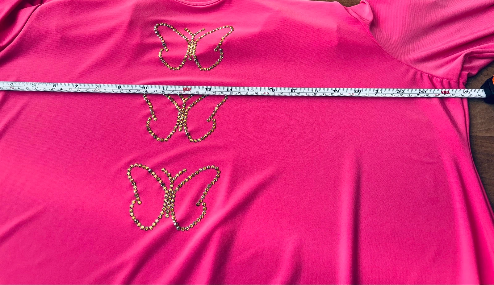 🌺 𝒎𝒛 | Yoek | Tuniek / Jurk | XL 50/52 | roze | Goudkleurige vlinders – photo 4